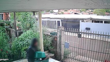Vídeo mostra ladrão indo embora de casa com diversos objetos em Cascavel