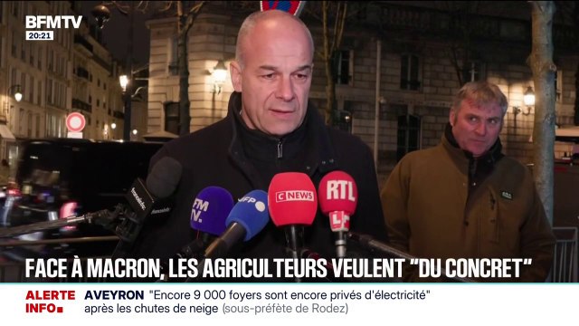 Colère agricole: L'objectif était de montrer l'extrême tension du monde agricole à Emmanuel Macron , a déclaré Arnaud Rousseau (FNSEA) après une rencontre avec le président de la République