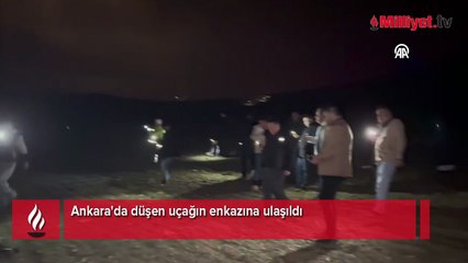 Ankara'da düşen uçağın enkazına ulaşıldı