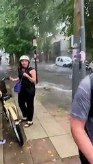 Inundación por las calles de San Martín (AMBA) tras el temporal