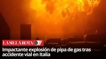 Explota pipa de Gas LP tras choque en autopista A1 de Italia