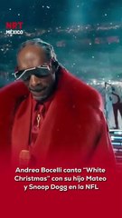 🏈✨ #AndreaBocelli interpretó “White Christmas” junto a su hijo Mateo Bocelli, acompañados nada menos que por Snoop Dogg, durante el medio tiempo del juego de Navidad.