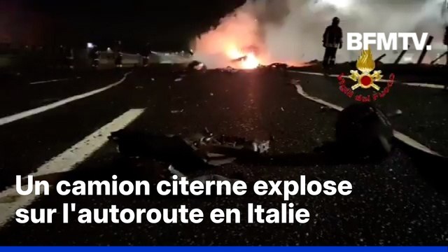 Italie: un camion-citerne explose sur l'autoroute après une collision avec un poids-lourd