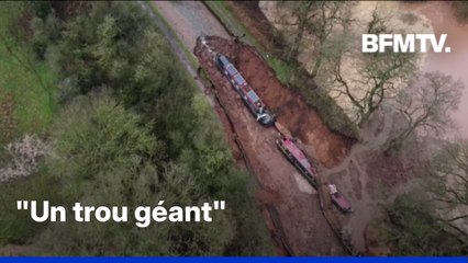 Angleterre: un canal s'effondre, des péniches coincées