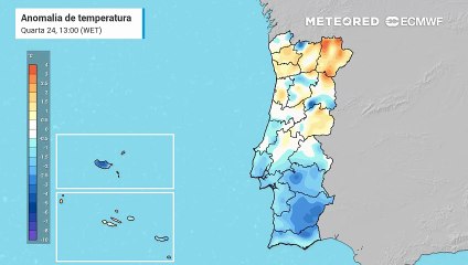 Anomalias térmicas negativas são esperadas para os próximos dias