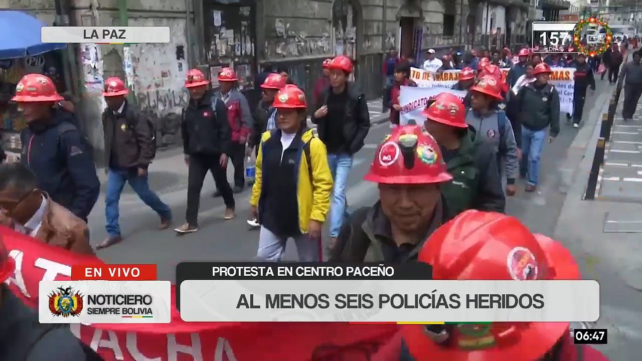 Protesta de mineros dejó seis policías heridos y un aprehendido que repartía dinero a los movilizados
