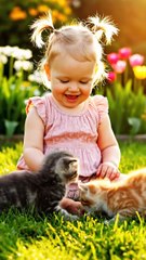 Little Girl Playing With Kittens – Cutest Animal Moment You’ll See Today!