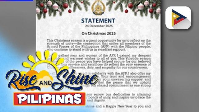 Mensahe sa Pasko: AFP, nagpasalamat sa mga Pilipino dahil sa patuloy na tiwala at suporta sa kasundaluhan