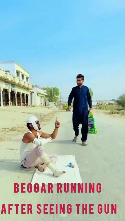 beggar running after seeing the gun