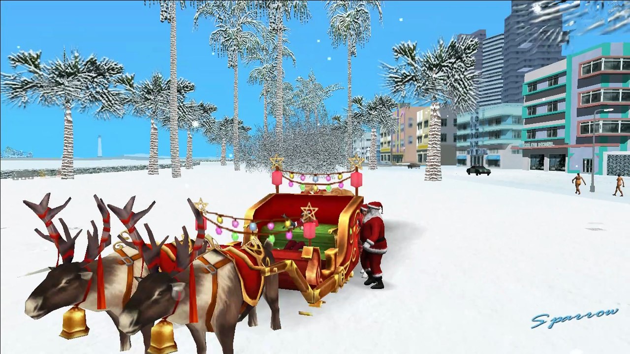 GTA Vice City,  Snow Conversion | Christmas Vice City, Flying Santa Sleigh |  Video - 1