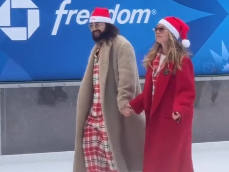 Pyjama-Date auf dem Eis: Heidi Klum und Tom Kaulitz im Partnerlook