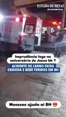 Acidente de carro com 7 ocupantes deixa grávida e bebê feridos em BH