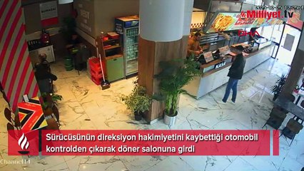 Otomobil döner salonuna girdi, o anlar kamerada
