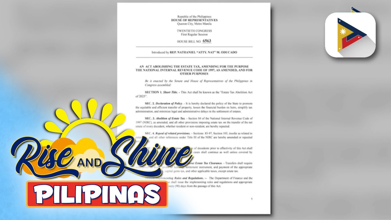 House Bill 6563, layong tanggalin ang estate tax na pabigat sa mamamayan