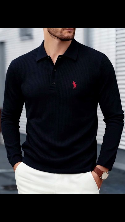 Luxury Men’s Embroidered Polo Shirt – High-End Autumn Style 2025