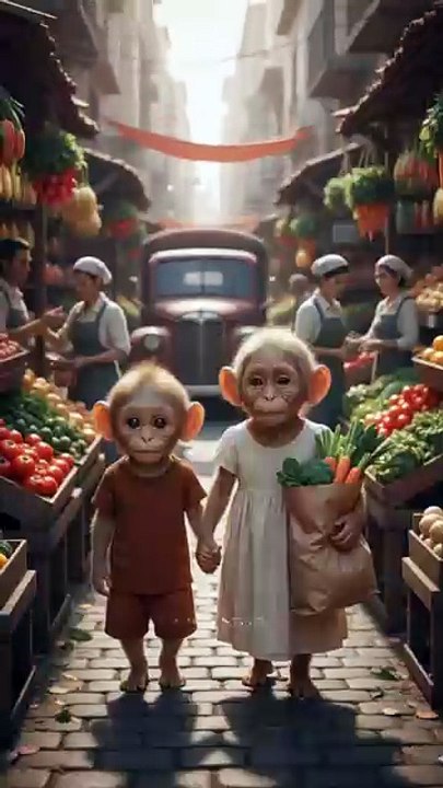 Poor Baby Monkey Piku & His Mother in the Market — Heart Touching Emotional Story 😭❤️  Sad Short Film