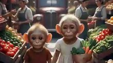Poor Baby Monkey Piku & His Mother in the Market — Heart Touching Emotional Story 😭❤️  Sad Short Film