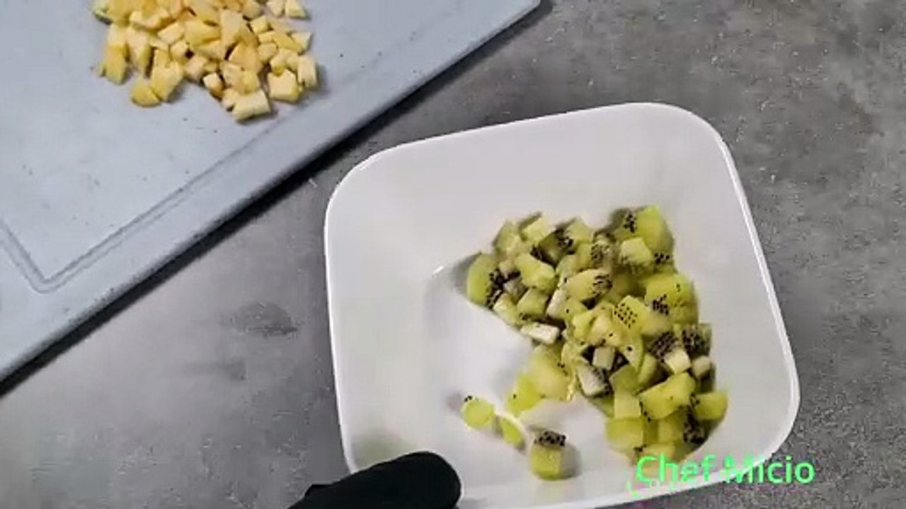 Verrines pommes banane kiwi