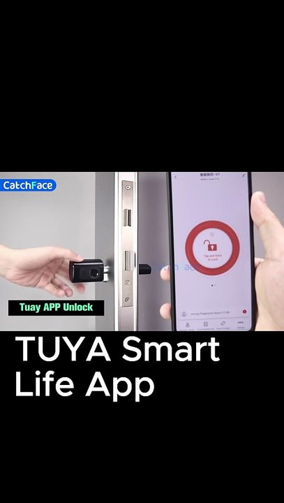 This video shows a V1 Pro+ Smart Door Lock with fingerprint, password and RFID card access. It supports TUYA / Smart Life App and is ideal for home and office security