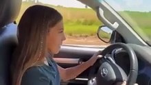 El terrible video de la hija de El Polaco y Valeria Aquino, manejando en la ruta