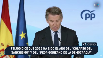 Feijóo dice que 2025 ha sido el año del "colapso del sanchismo" y del "peor Gobierno de la democracia"