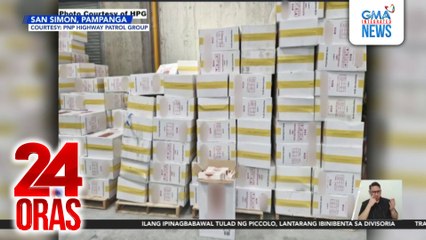 Mahigit P100M halaga ng mga ipinuslit umanong sigarilyo, nabisto nang parahin ang truck na lumabag sa batas-trapiko | 24 Oras
