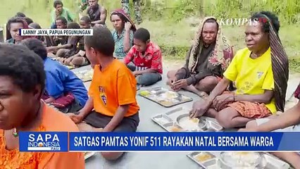 Pakai Kostum Santa, Satgas Pamtas Yonif 511 Rayakan Natal Bersama Warga Papua Pegunungan