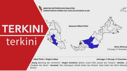 [TERKINI] Amaran ribut petir, hujan lebat di lima negeri hingga 11 pagi ini