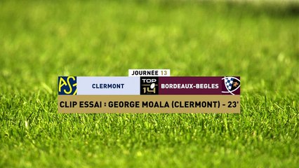 TOP 14 - Essai de George MOALA (ASM) - ASM Clermont - Union Bordeaux-Bègles