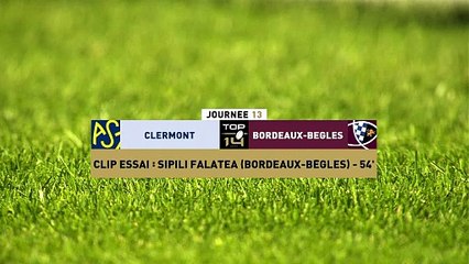 TOP 14 - Essai de Sipili FALATEA (UBB) - ASM Clermont - Union Bordeaux-Bègles