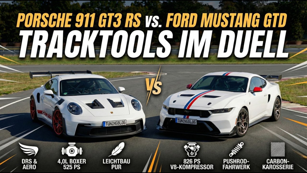 Ford Mustang GTD trifft Porsche GT3 RS – zwei Extreme im Vergleich