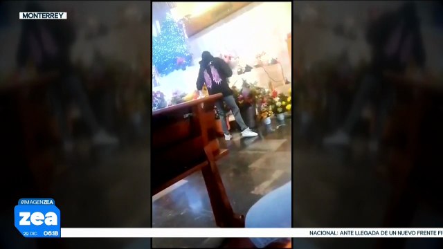 Mujer es captada robando flores de la Basílica de Nuevo León para después revenderlas