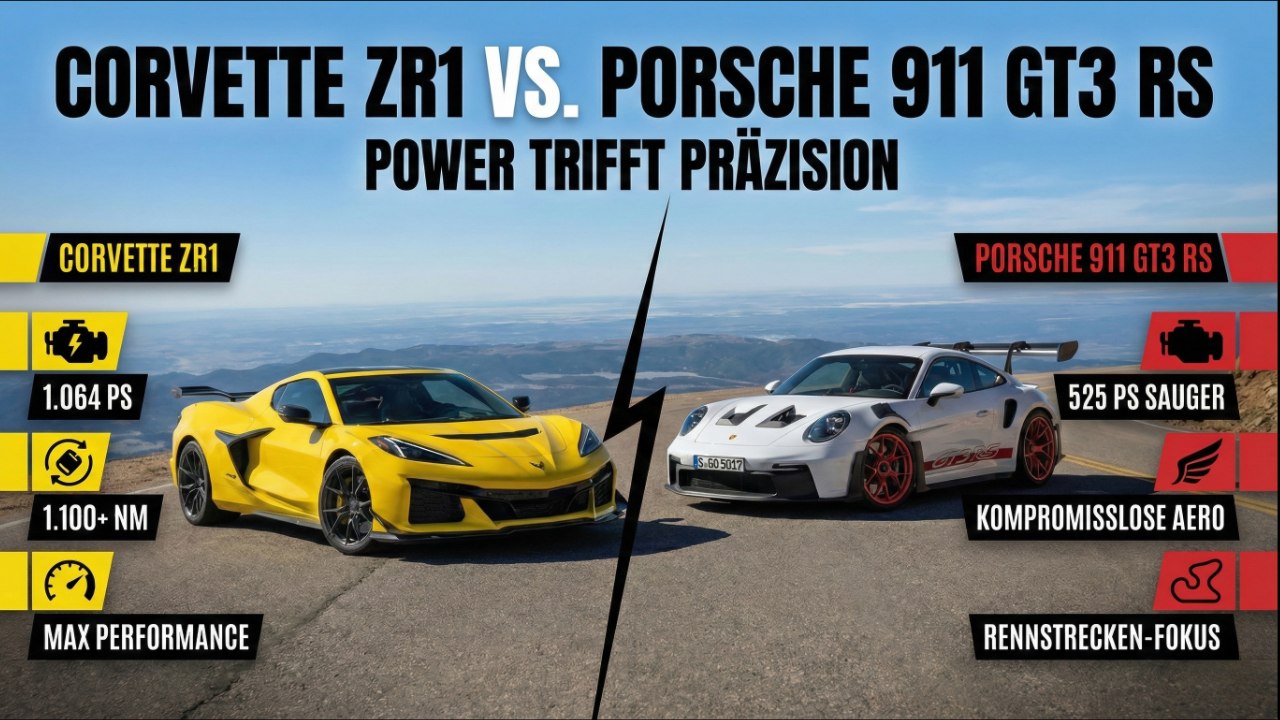 1064 PS Corvette ZR1 vs. 525 PS Porsche 911 GT3 RS – Power trifft Präzision