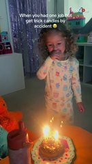 Little girl faces epic battle with trick candles that refuse to go out