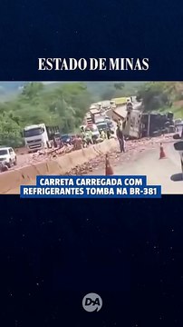 Carreta carregada com refrigerantes tomba na BR-381