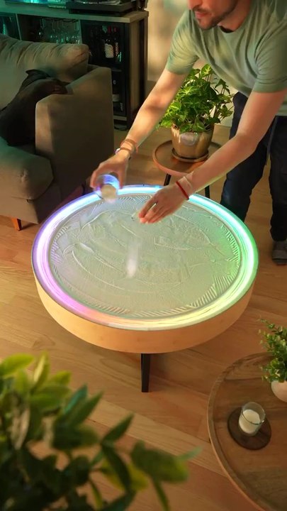 ✨ This is what we put in the living roomThe kinetic zen table Sisyphus table, drawing endless patterns in the sand.