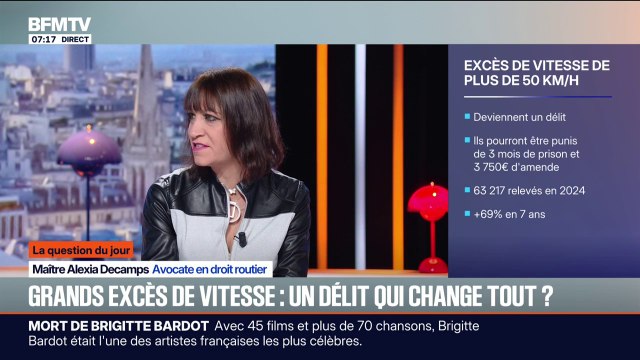Délit de grand excès de vitesse: Ce qui change, c'est que cela va être jugé comme une alcoolémie au volant, une conduite sous stupéfiant ou un délit de fuite , explique Alexia Descamps, avocate spécialisée en droit routier