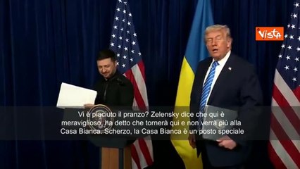 Trump ai cronisti: «Vi è piaciuto il pranzo? Zelensky dice che qui è meglio della Casa Bianca»