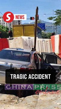Elderly man dies, car impaled by metal rod