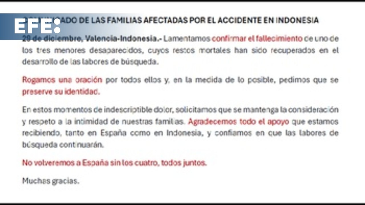 Las familias de los desaparecidos en Indonesia piden que se preserve su identidad