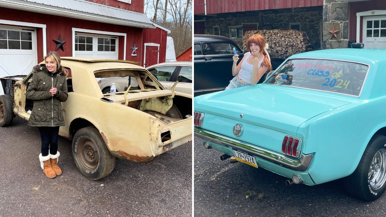 Daughter Who Asked To Rebuild Shell Of A Mustang As A Kid Completes Project With Dad | Happily TV