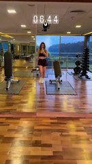 Η Αθηνά Οικονομάκου στο γυμναστήριο του ξενοδοχείο της στην Αργεντινή