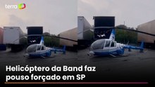 Helicóptero da Band faz pouso forçado em São Paulo e atinge carreta