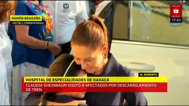 Sheinbaum platicó con varios de los afectados del descarrilamiento del Tren Interoceánico en Oaxaca