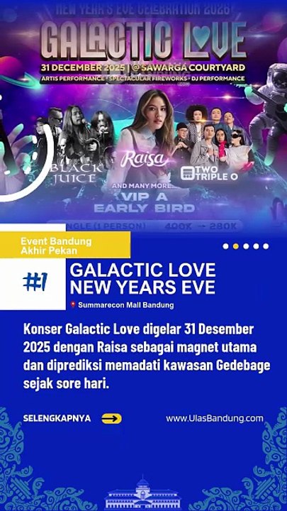 7 Konser Malam Tahun Baru 2026 di Bandung, Braga hingga Gedebage Wajib Antisipasi