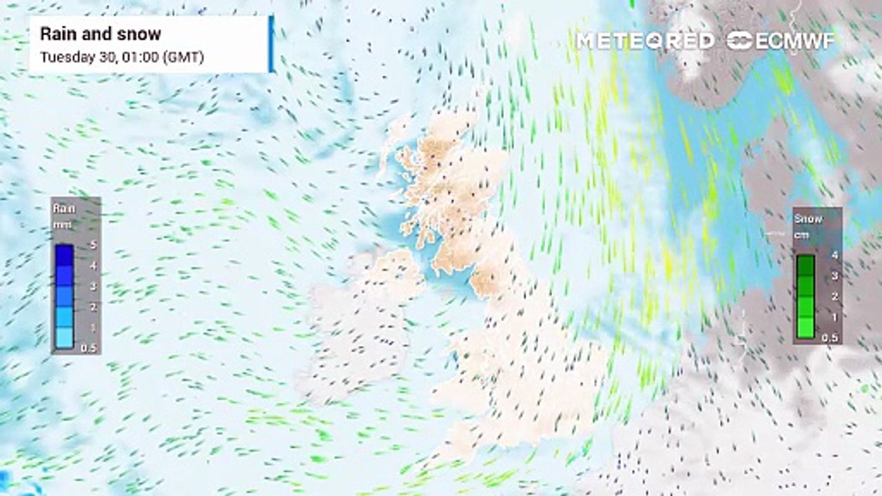 Snow accumulation over Scotland
