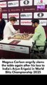 World No. 1 and five-time world champion Magnus Carlsen slams table angrily after loss to Arjun Erigaisi in Round 9 of FIDE World Blitz Championship 2025 in Doha on Monday