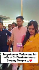 Indian cricketer Suryakumar Yadav visited the Sri Venkateswara Swamy Temple in Tirumala with his wife, Devisha Shetty, on the occasion of Vaikunta Ekadashi