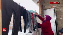 Kars'ta Sibirya soğukları: Dışarıya asılan çamaşırlar dakikalar içinde dondu