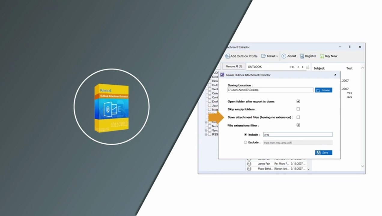 Easily Extract Outlook Attachments to Hard Drive | Kernel Outlook Attachment Extractor